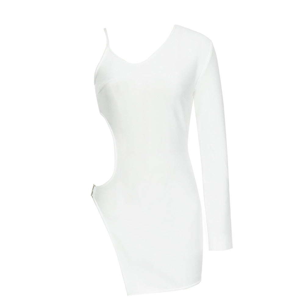 One Sleeve Cut Out Dress White HV9640