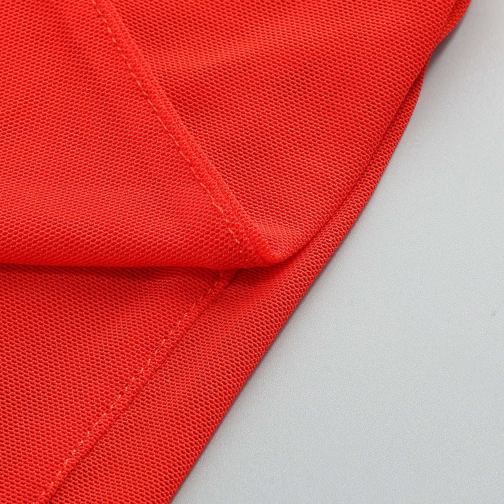 Draped Bardot Maxi Dress Red