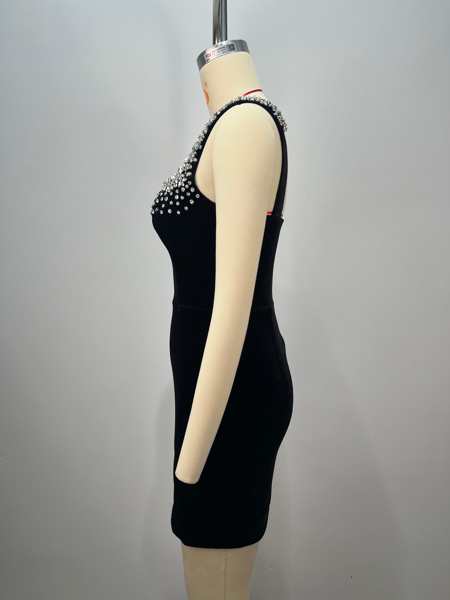 Crystal Embellished Velvet Dress Black HV2193