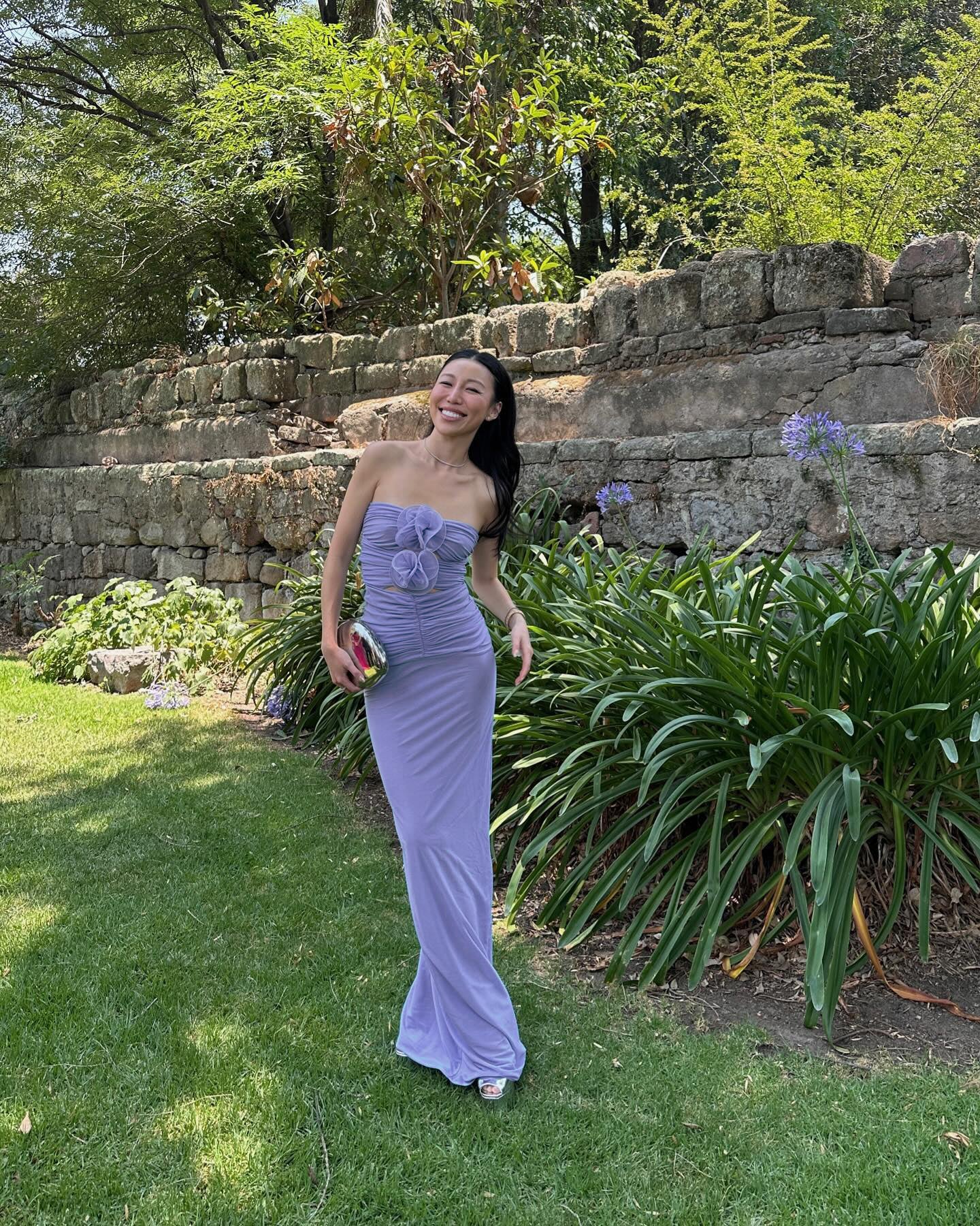 Strapless Floral Maxi Dress Purple HV1422