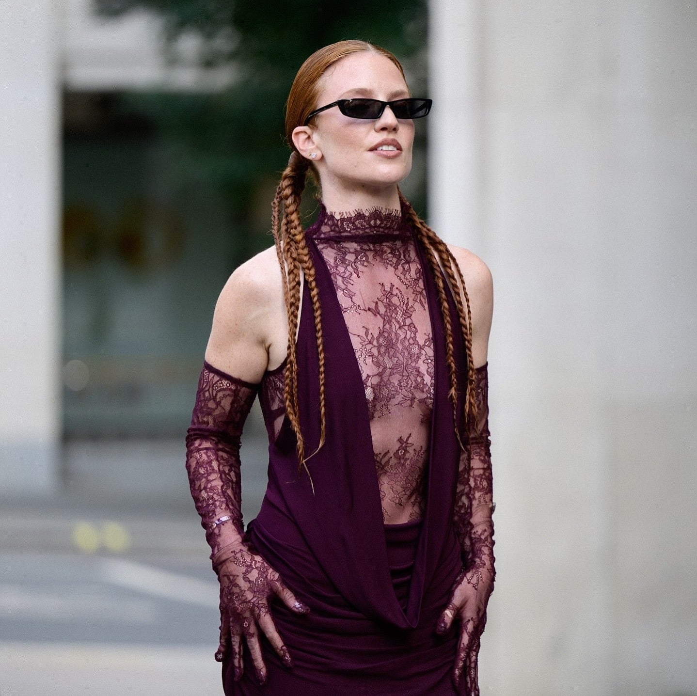 Halter Lace Insert Maxi Dress Plum HV1930