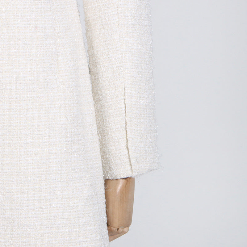 Long Sleeve Blazer Dress Ivory