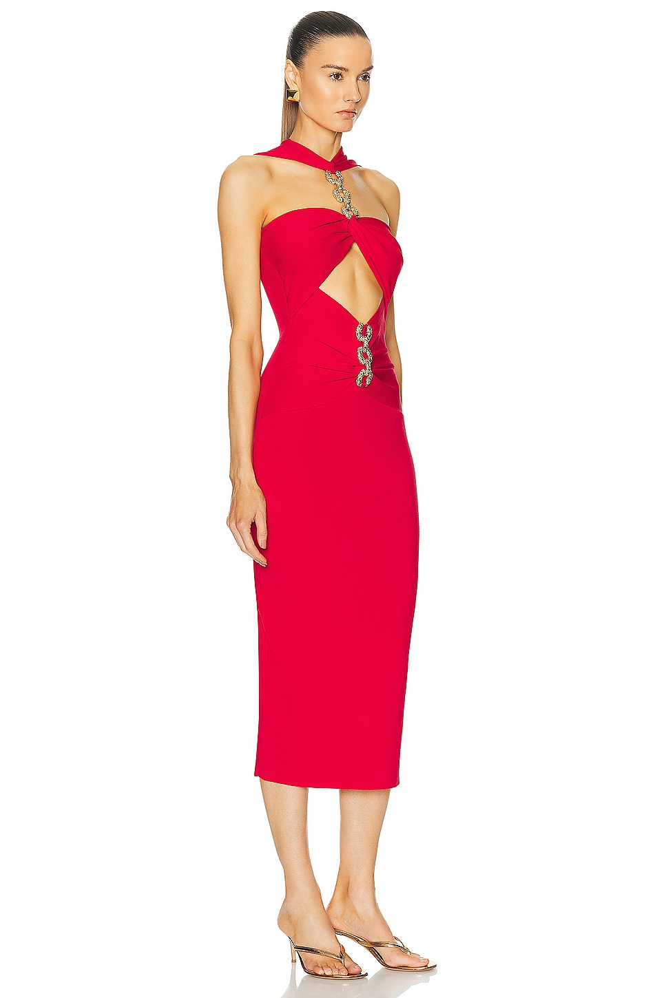 Halter Chain Detail Midi Dress HV1391