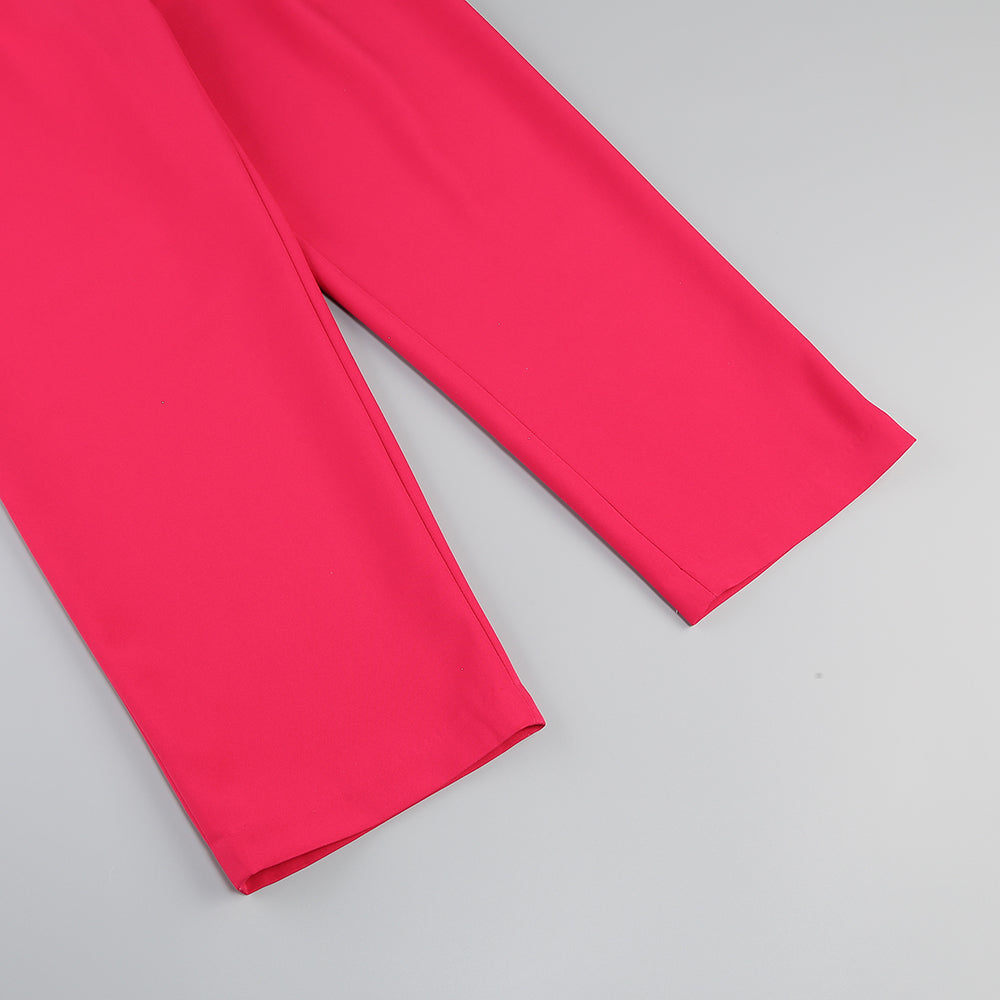 Long Sleeve Feather Detail Suit Hot Pink HV1267