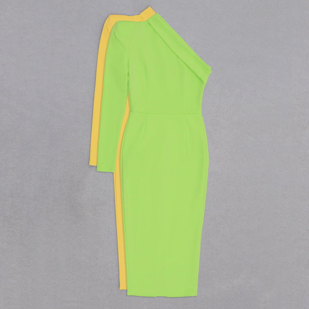 One Sleeve Belt Detail Midi Dress HV9113