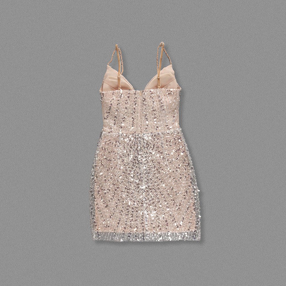 Sequin Crystal Dress Nude HV1997