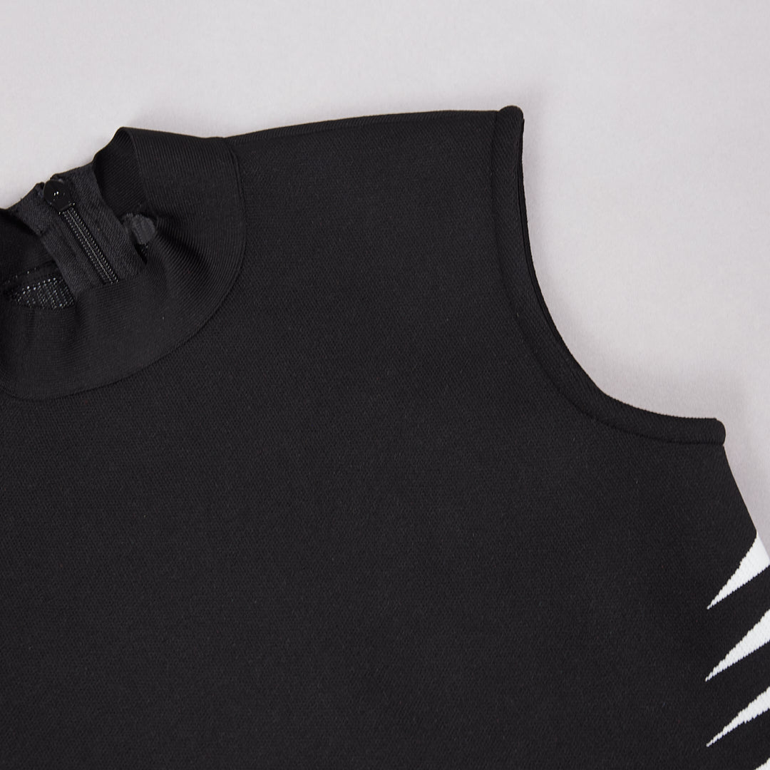 Contrast Midi Dress Black White