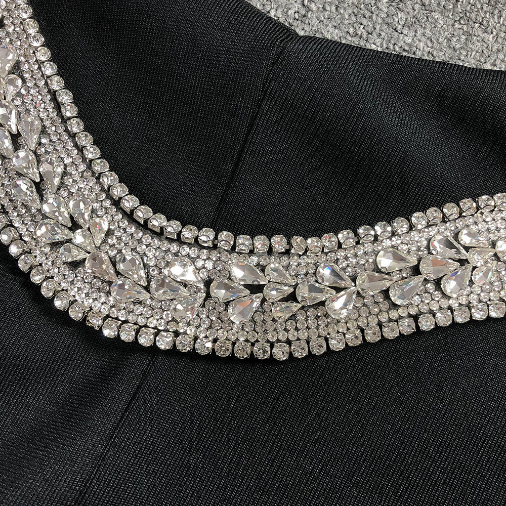 Strapless Design Crystal Detail Maxi Dress Black