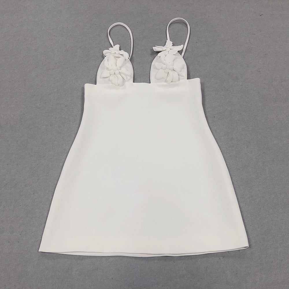 Floral Bustier A Line Dress White HV1355