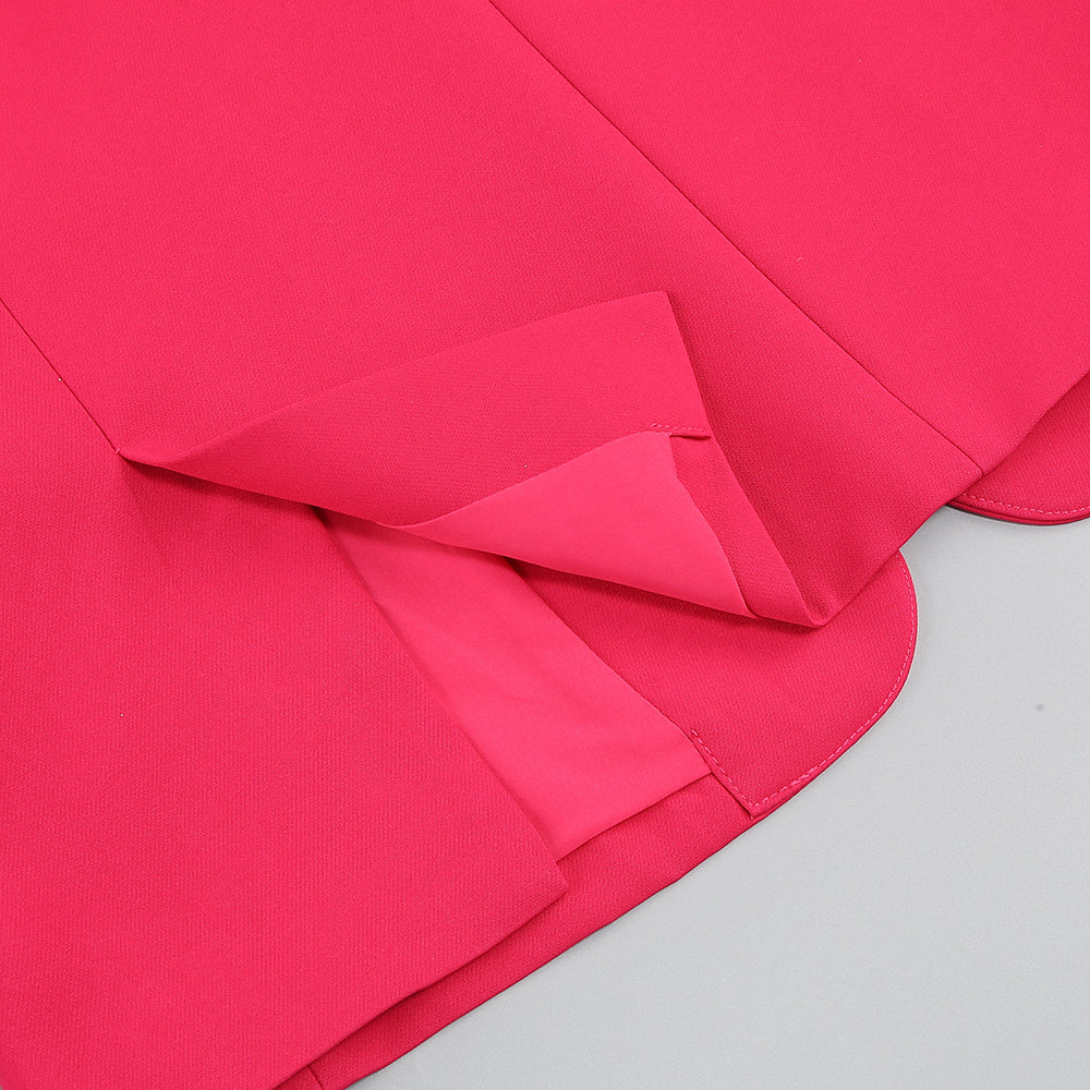 Long Sleeve Feather Detail Suit Hot Pink HV1267