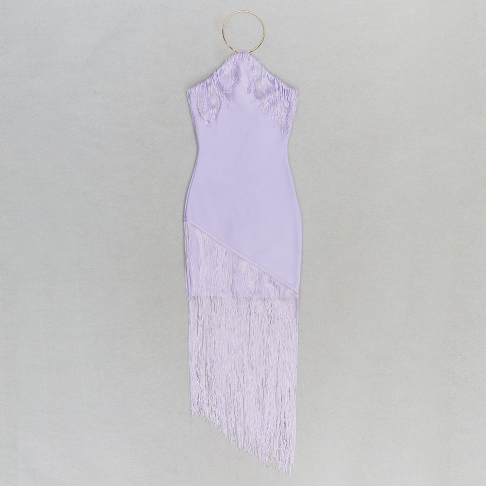 Halter Tassel Maxi Dress Lavender HV9603