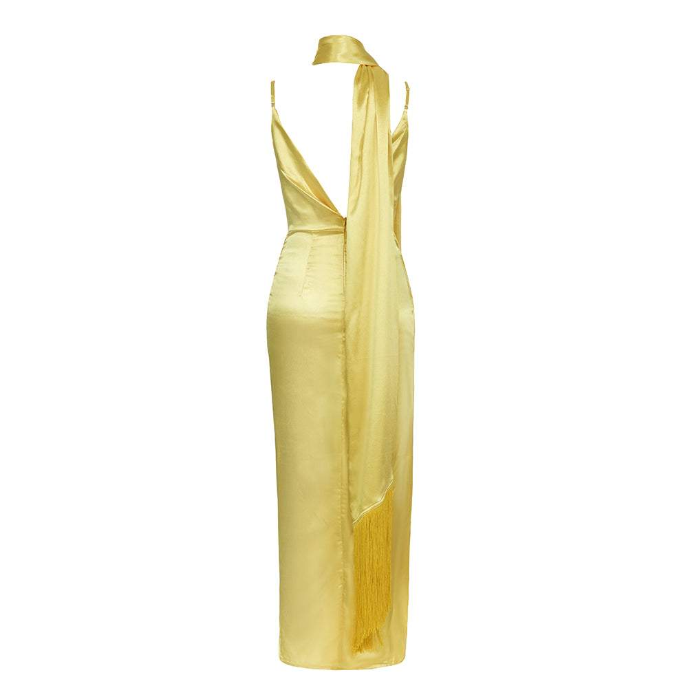 Draped Maxi Dress Yellow HV9628