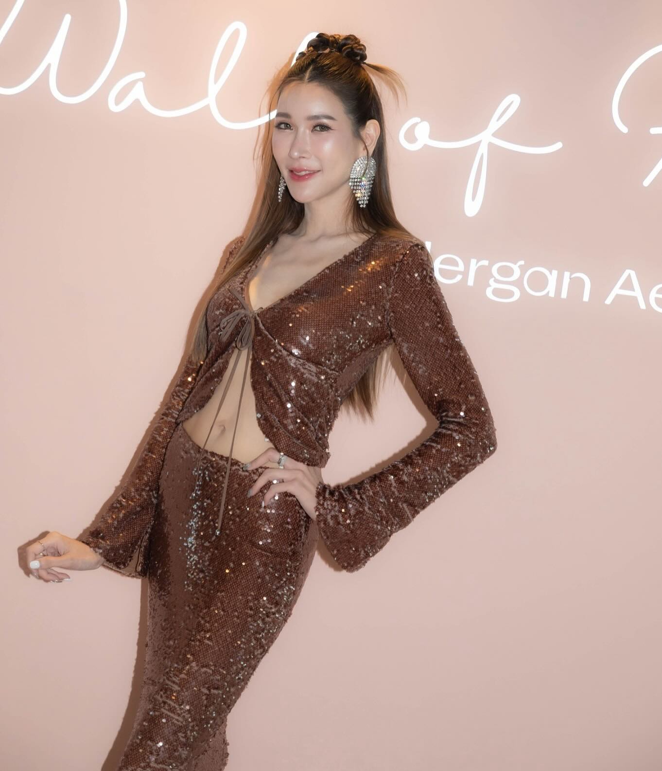 Long Sleeve Sequin Two Piece Maxi Dress HV2163