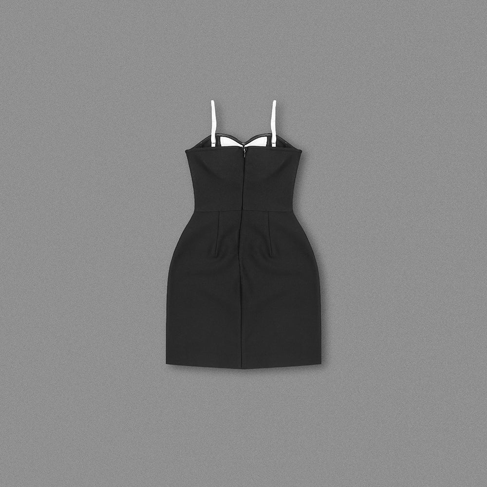 Flower Bustier A Line Dress Black White HV1051