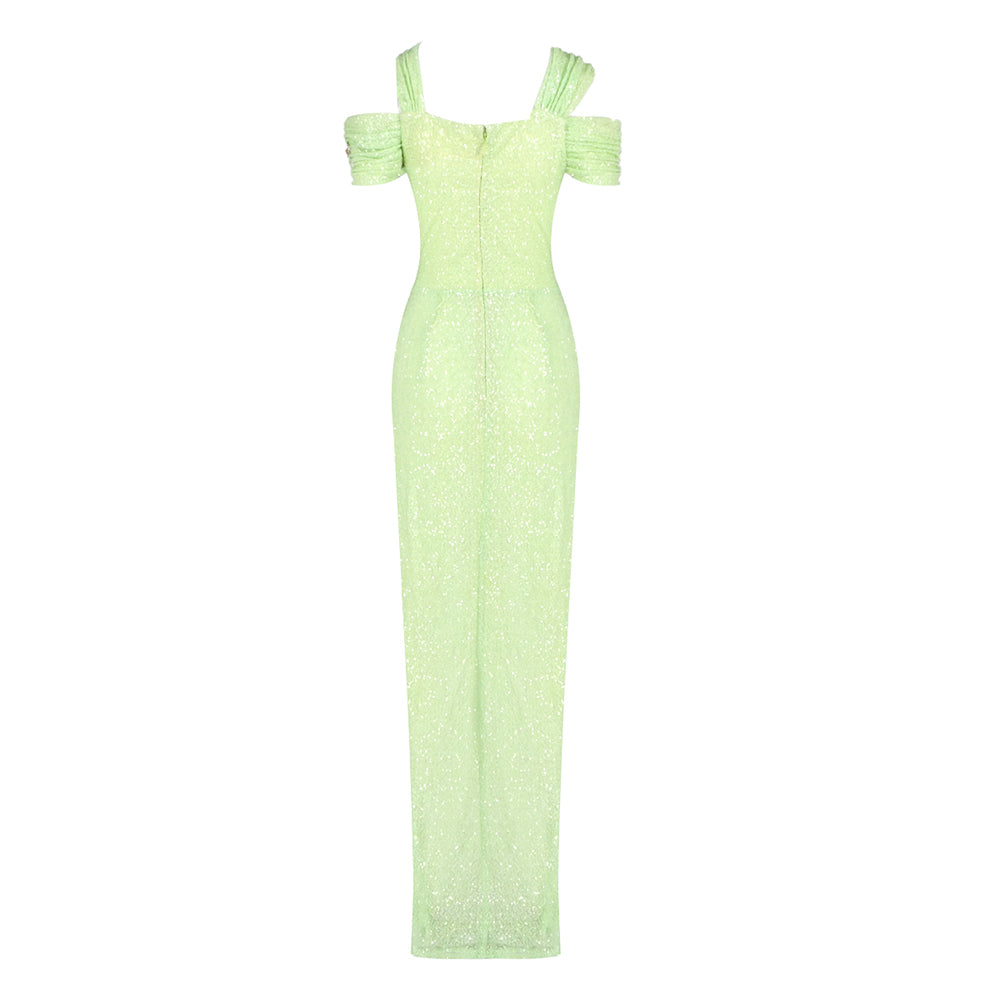 Draped Sequin Maxi Dress Green HV2091