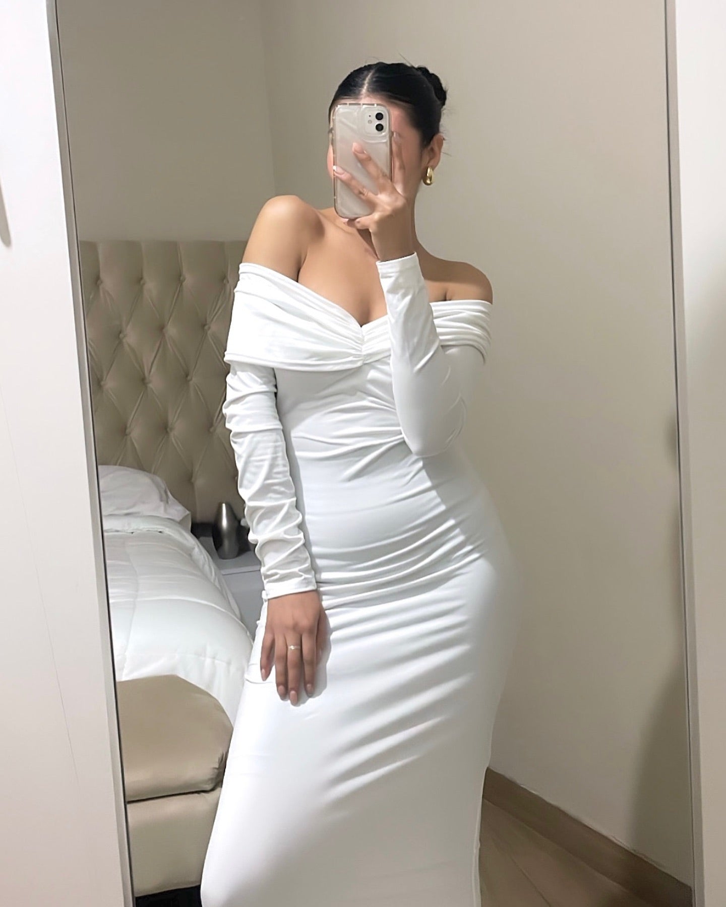 Long Sleeve Off The Shoulder Maxi Dress HV1060