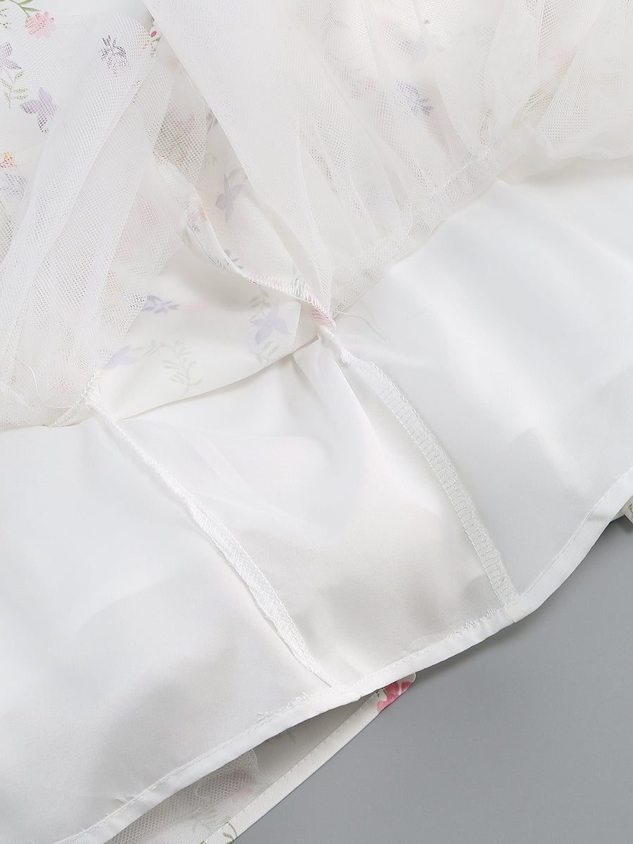 Floral Bardot A Line Dress White HV1257