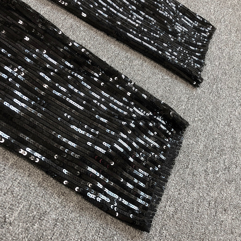 Strapless Feather Sequin Jumpsuit Black HV1549