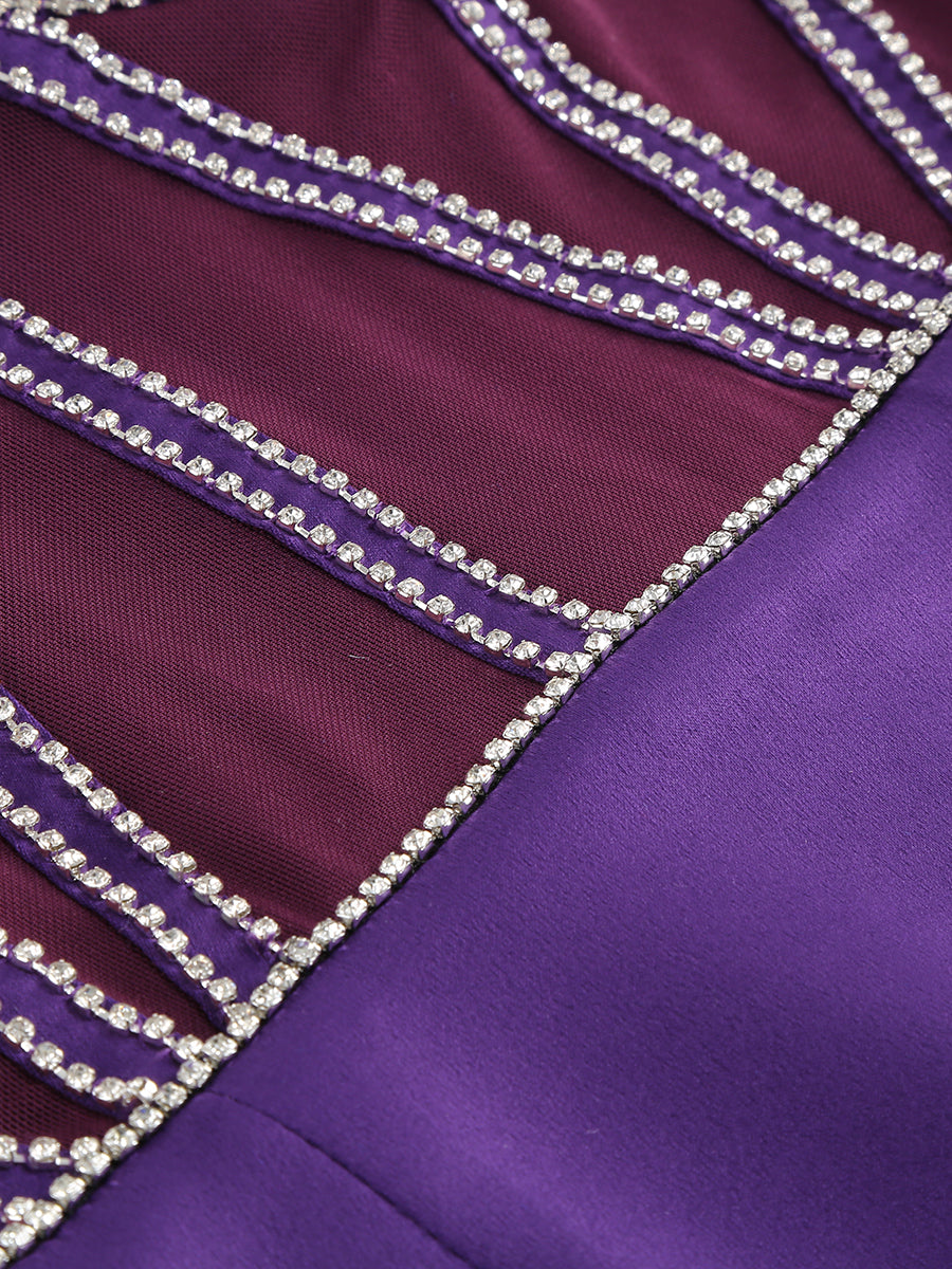 Halter Corset Silk Dress Purple HV9305