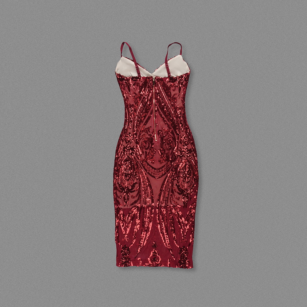 Sequin Detail Midi Dress Red HV2021