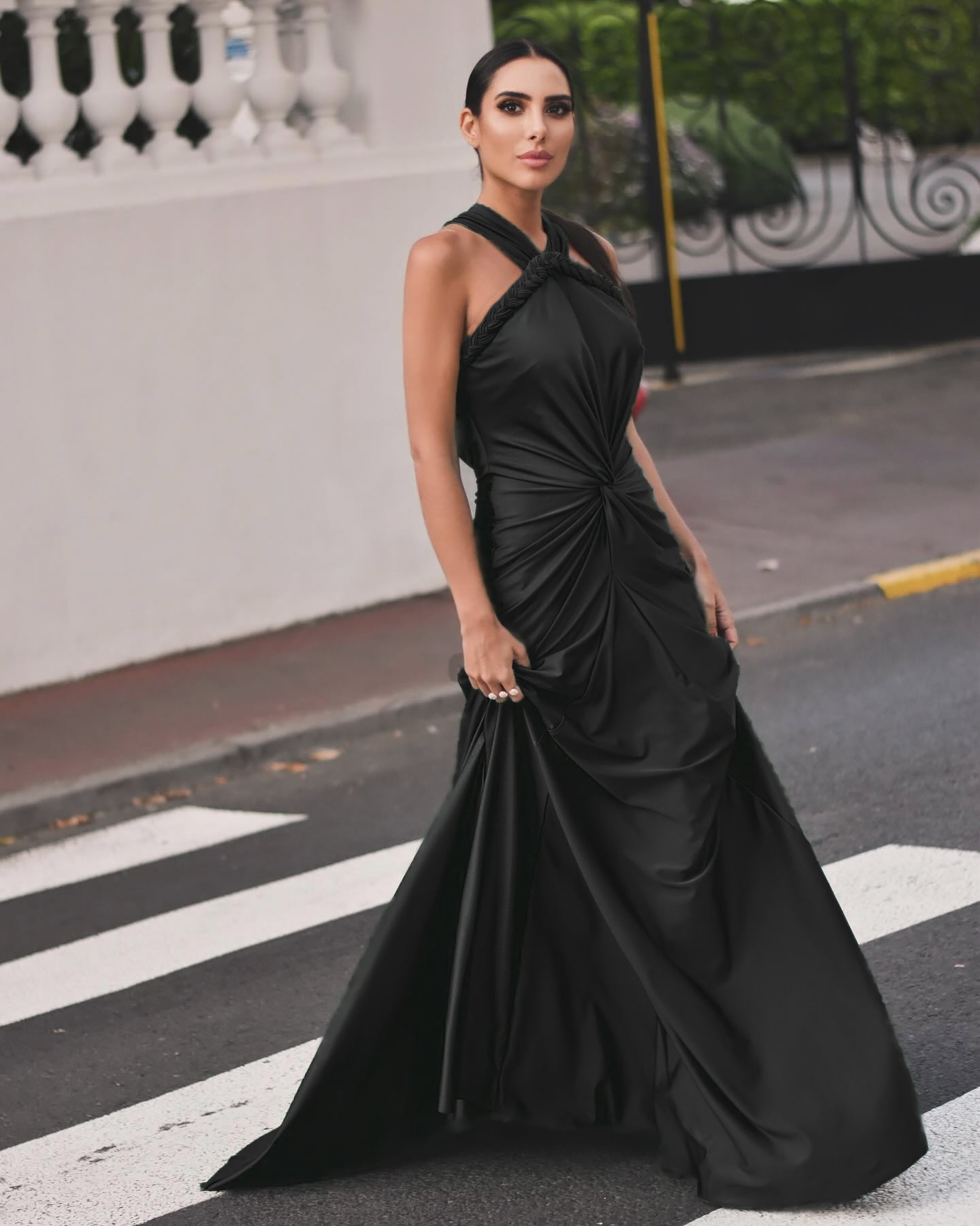 Halter Braided Draped Maxi Dress HV1380
