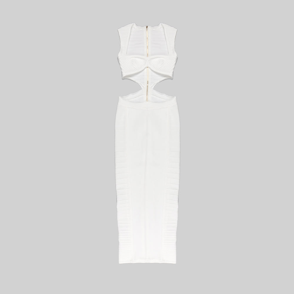 Ribbed Two Piece Maxi Dress White HV9637