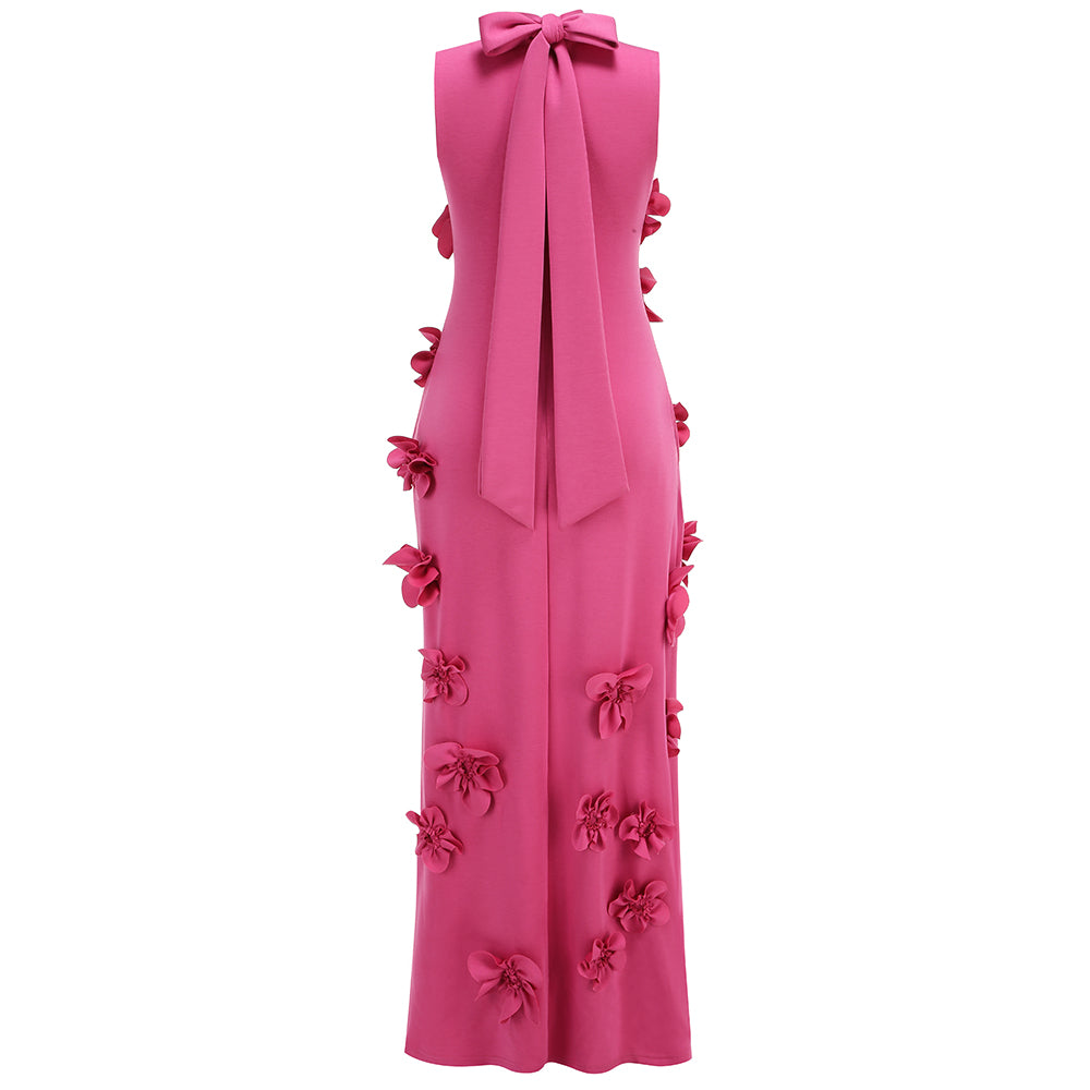 Floral A Line Maxi Dress Hot Pink HV2035