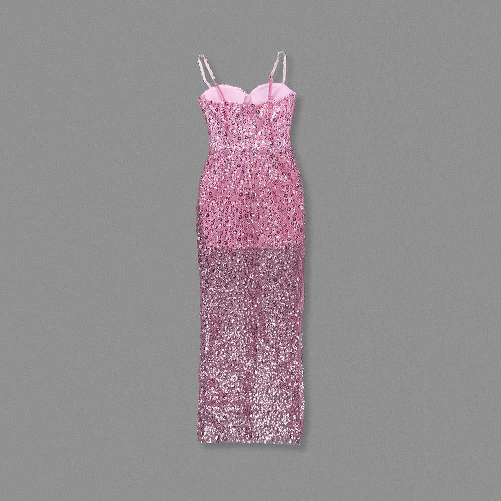 Sequin Bustier Maxi Dress Pink HV1960