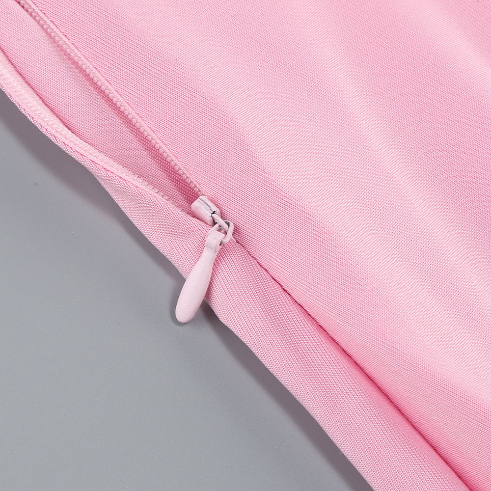 One Shoulder Backless Maxi Dress Pink