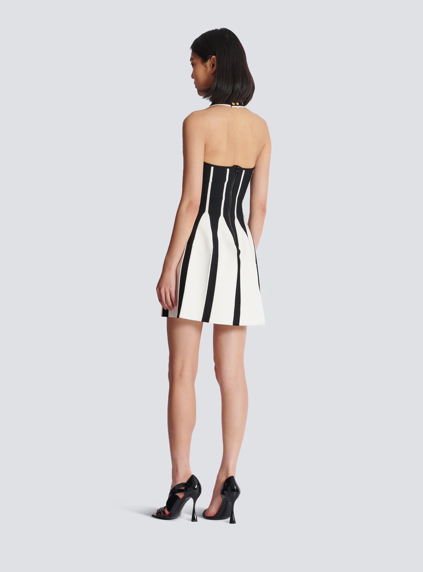 Halter A Line Dress Black White HV1838