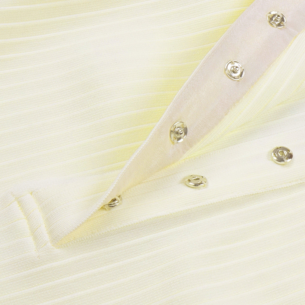 Long Sleeve Feather Ribbed Maxi Dress Ivory HV8975