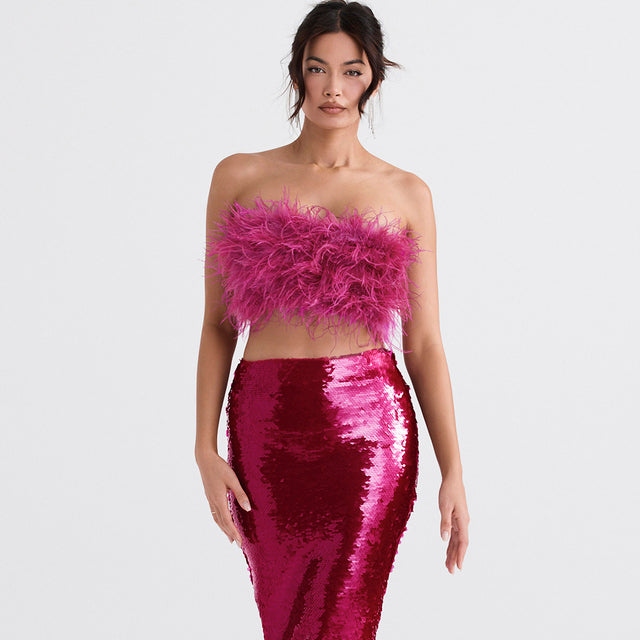 Two Piece Set Women Clothing Sexy Club Sequin HV9289