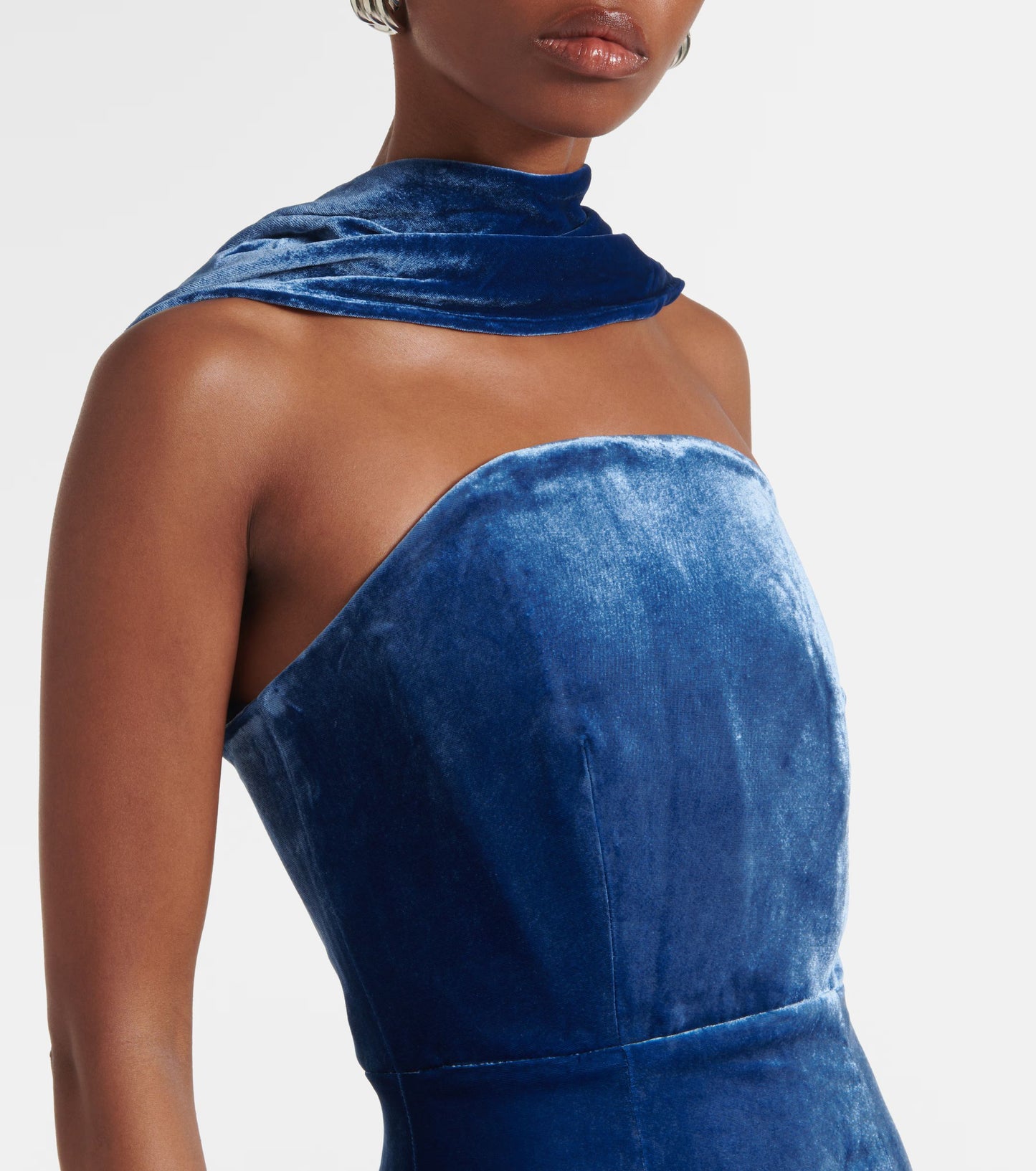 Halter Maxi Velvet Dress Blue HV2031