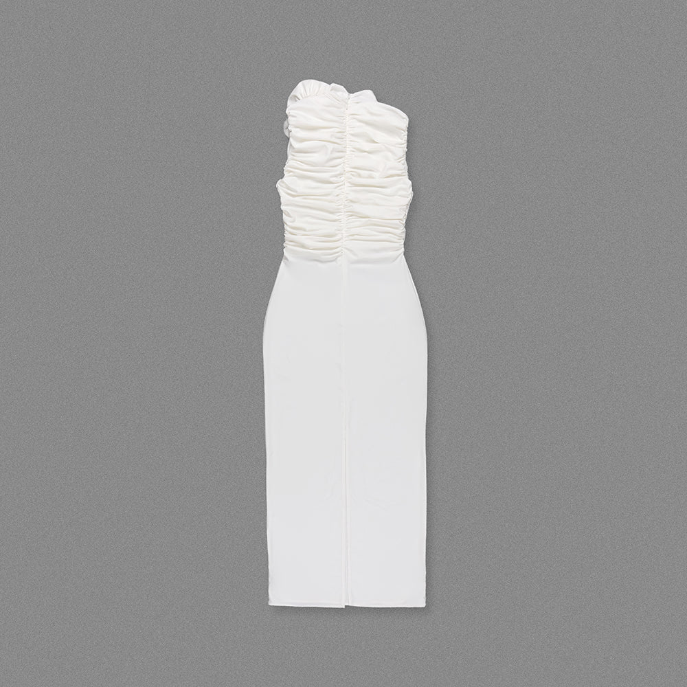 Flower Detail Ruched Midi Dress HV1443