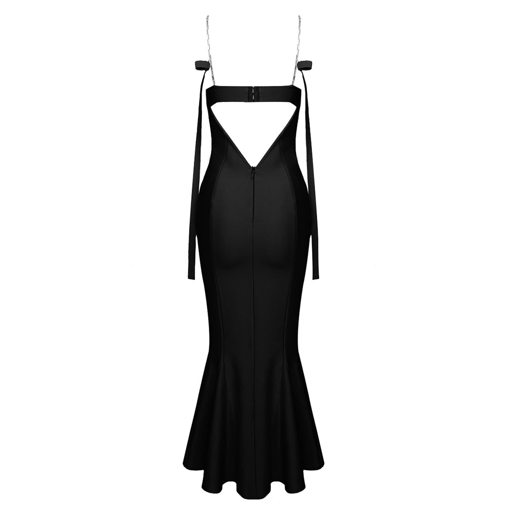 Chain Strap Bustier Mermaid Midi Dress HV9324