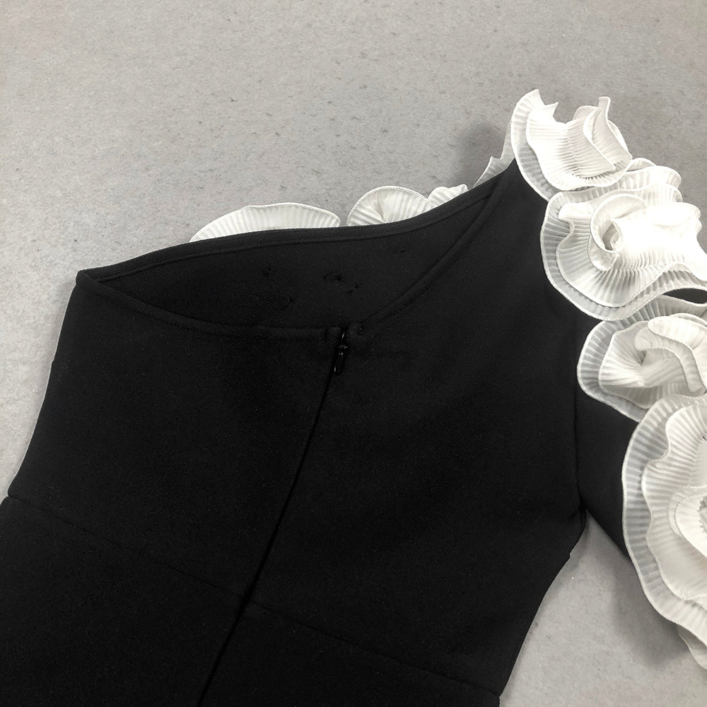 One Shoulder Ruffle Detail Maxi