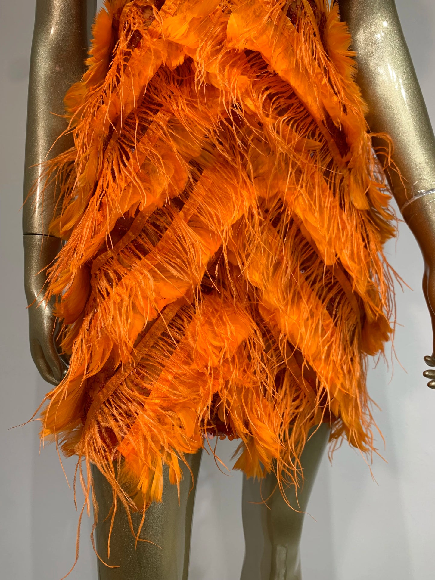 Feather Sequin Dress Orange HV1377
