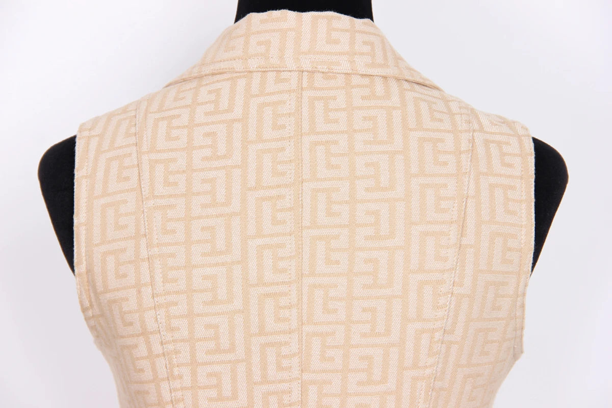 Sleeveless Jacquard Blazer Dress Peach