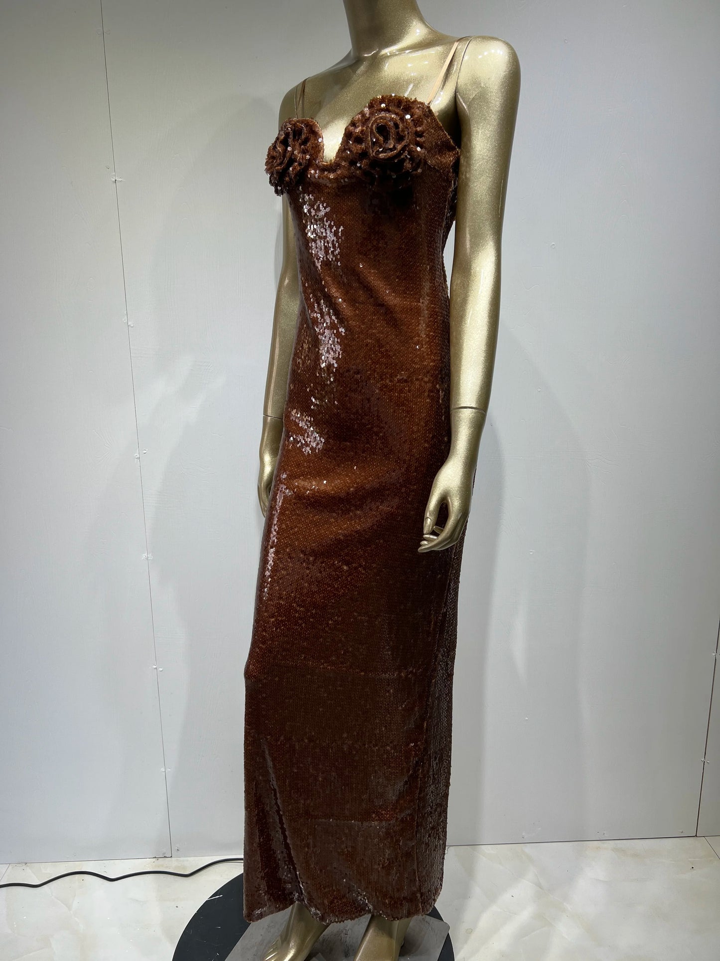 Flower Bustier Sequin Maxi Dress HV8416