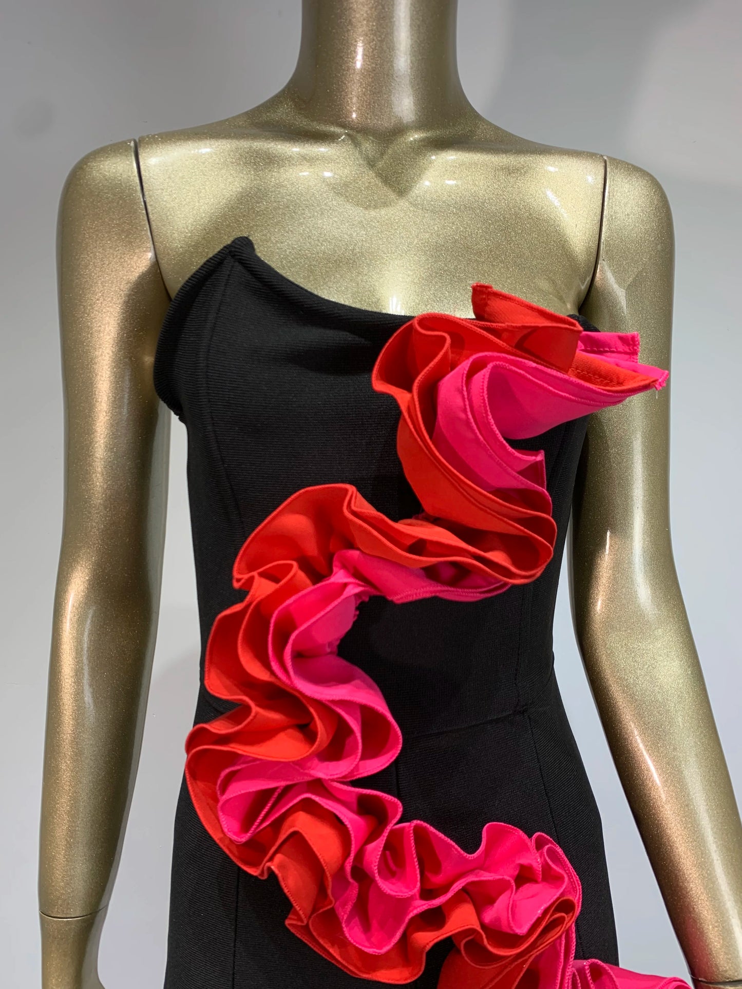 Strapless Ruffle Jumpsuit Black HV1604