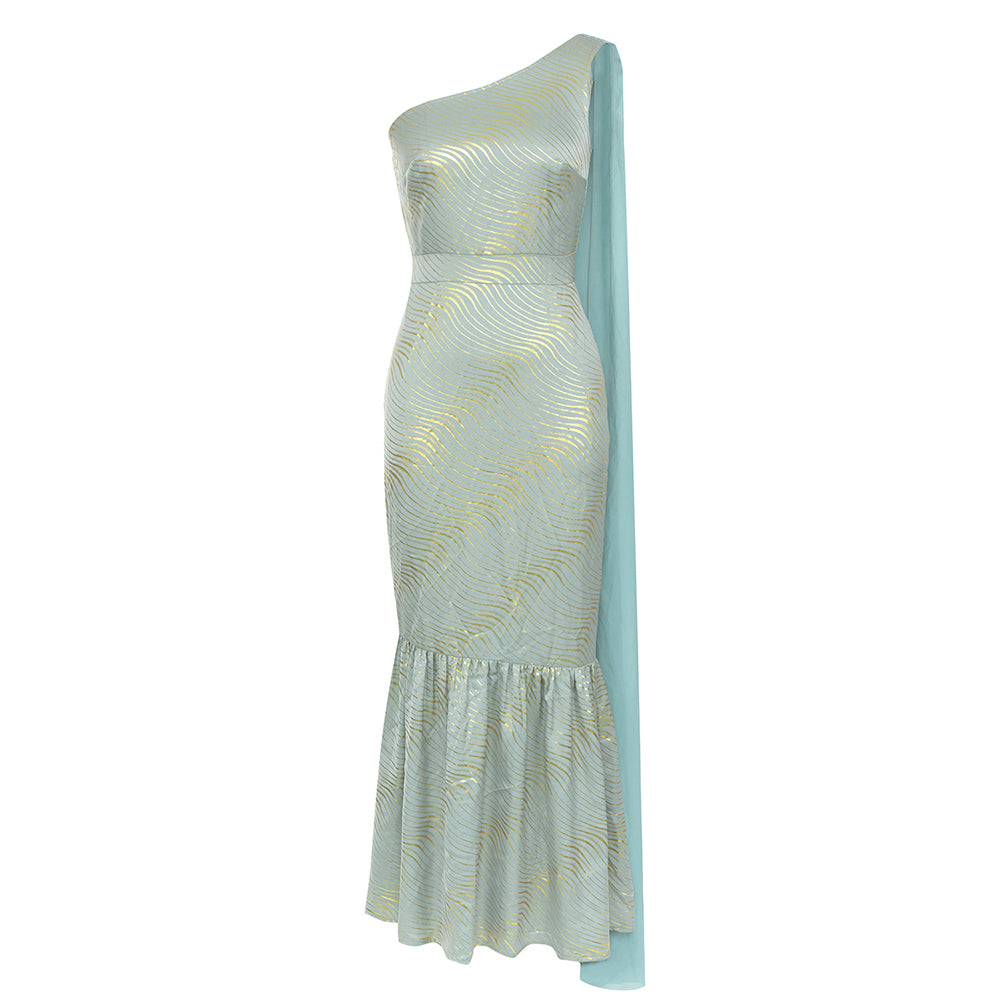 One Shoulder Ruffle Detail Maxi Dress HV9836