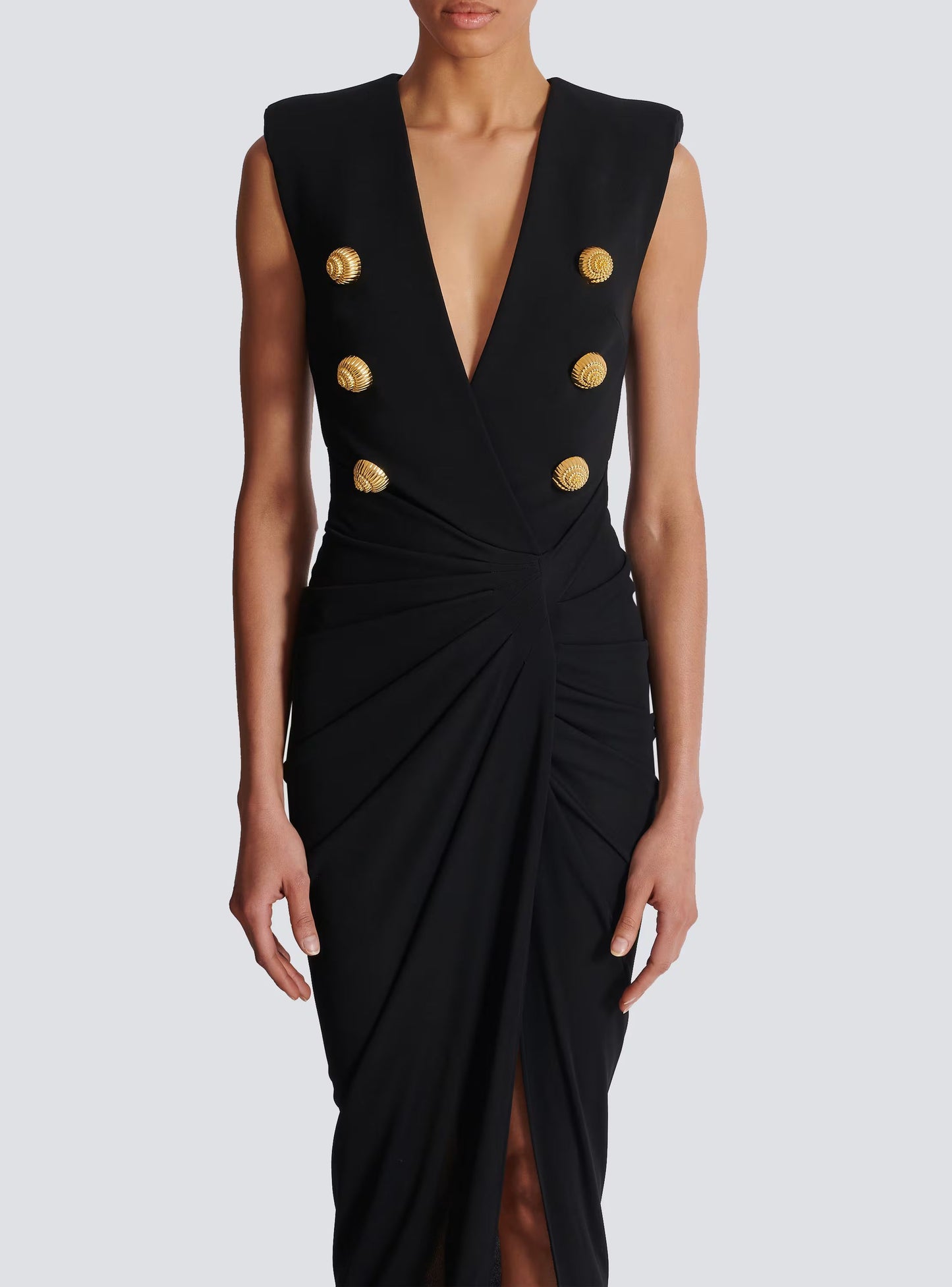 Button Detail Maxi Dress Black HV2128