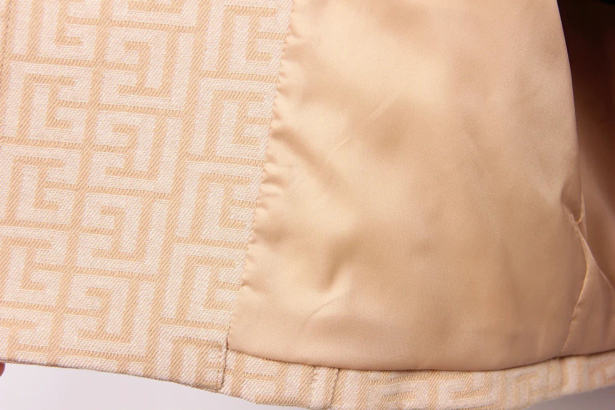 Sleeveless Jacquard Blazer Dress Peach