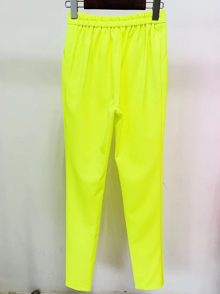 Long Sleeve Blazer Dress Neon
