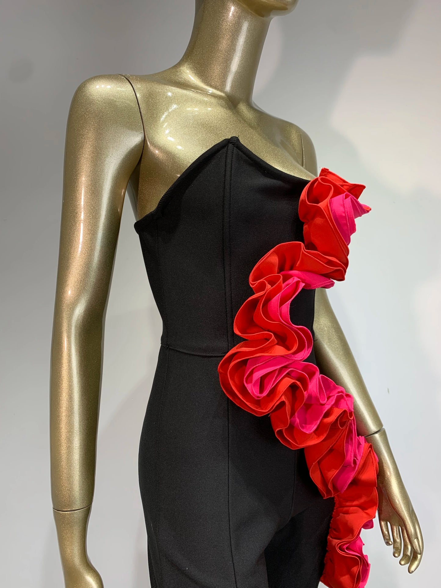 Strapless Ruffle Jumpsuit Black HV1604