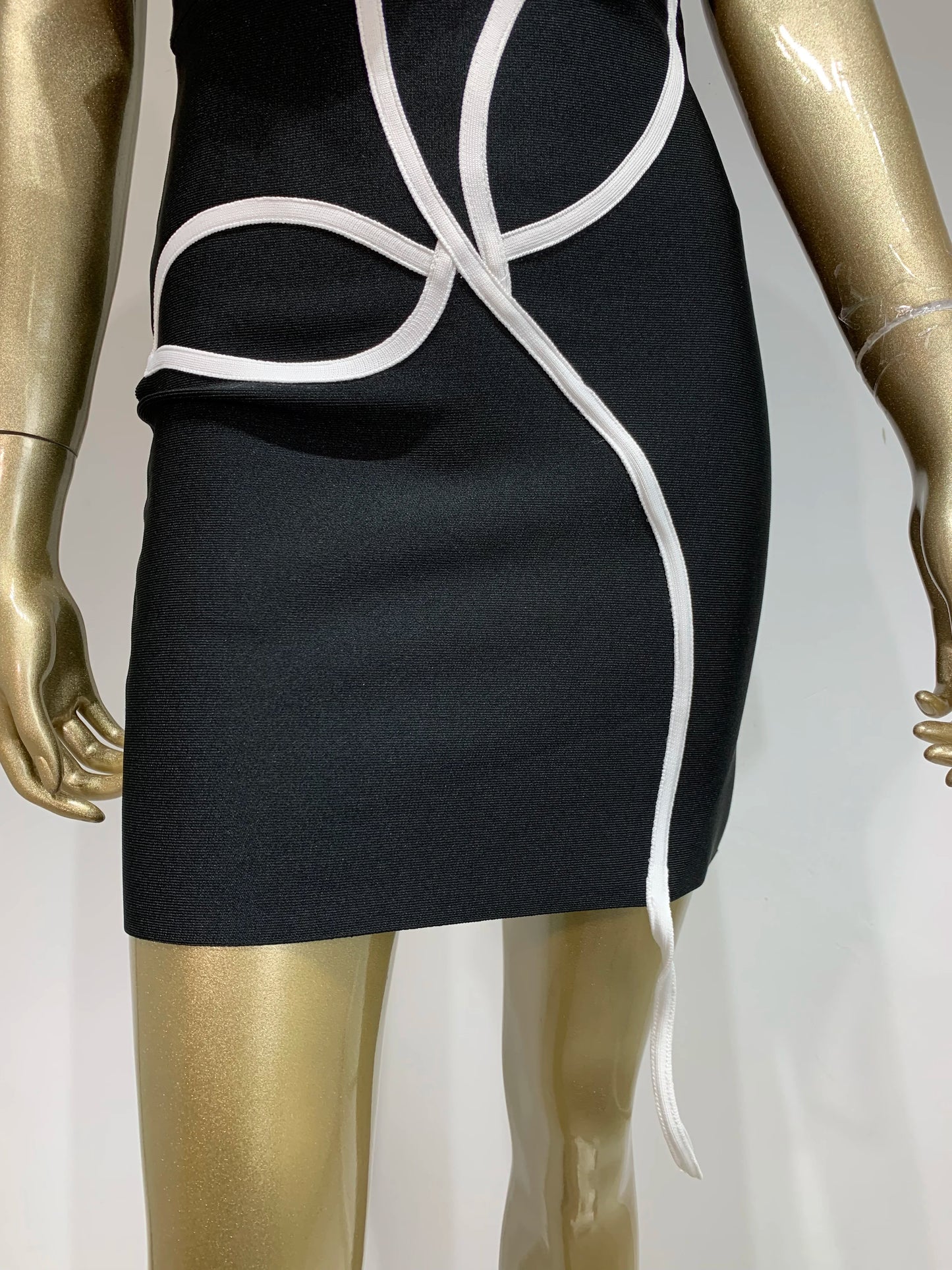 Floral Bardot Dress Black White HV1595