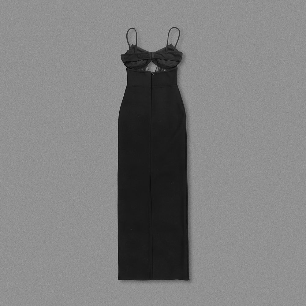 Mesh Insert Maxi Dress Black HV2094