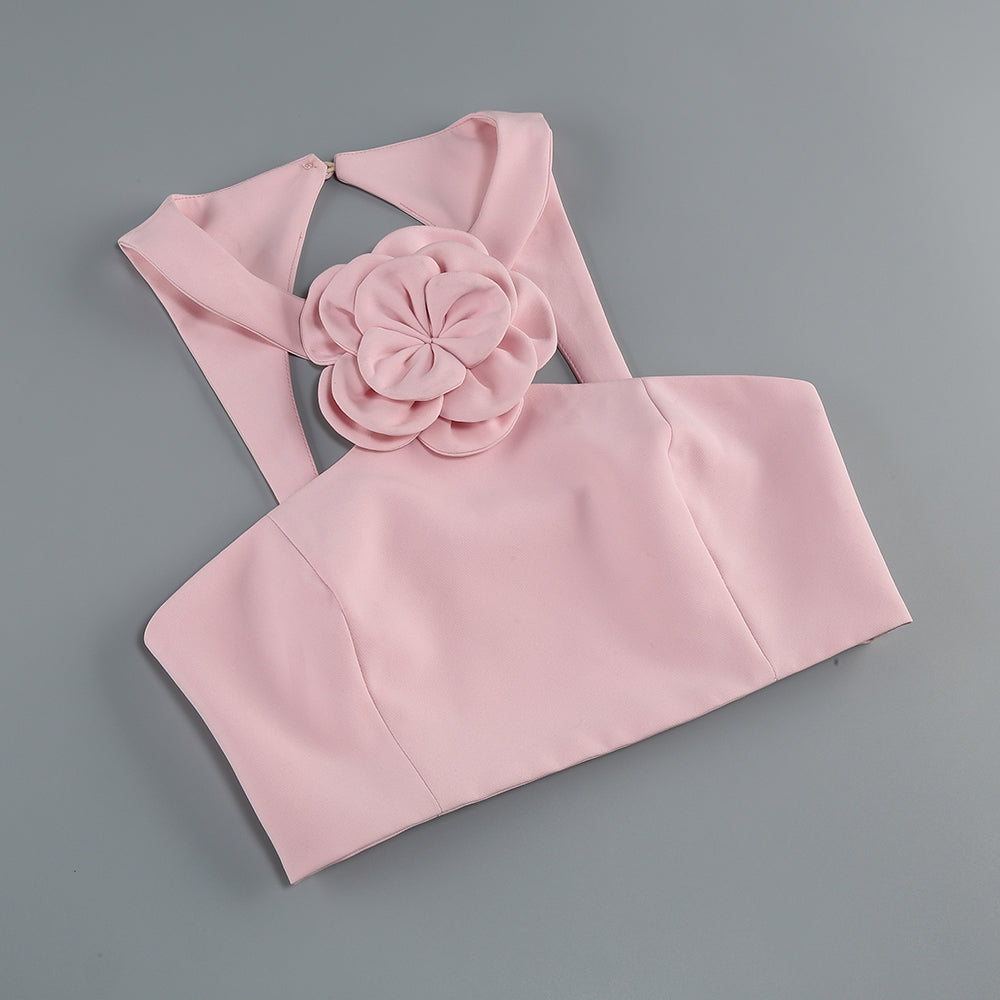 Halter Floral Detail Two Piece Dress HV1362