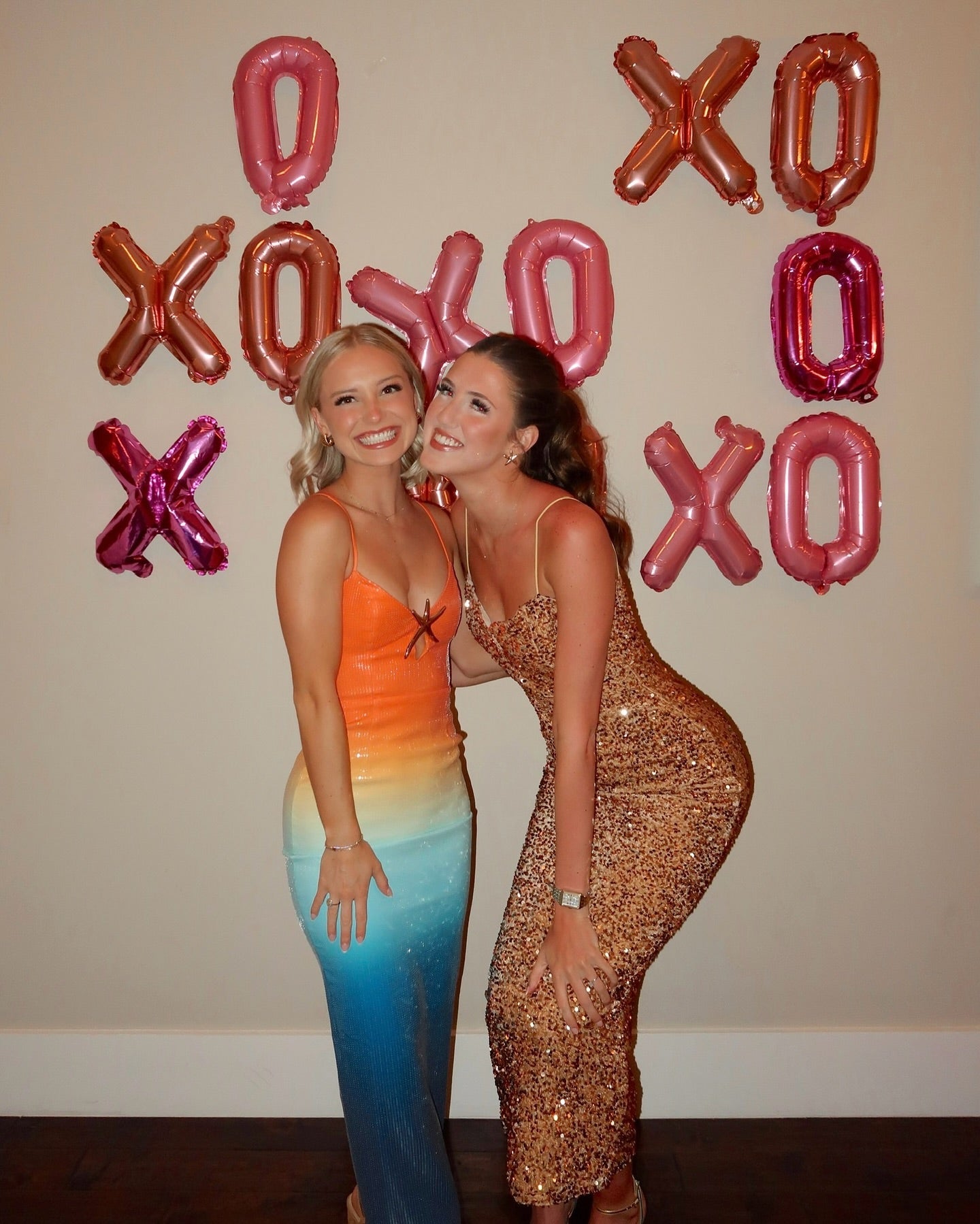 Star Sequin Midi Dress Orange Yellow Blue HV1698