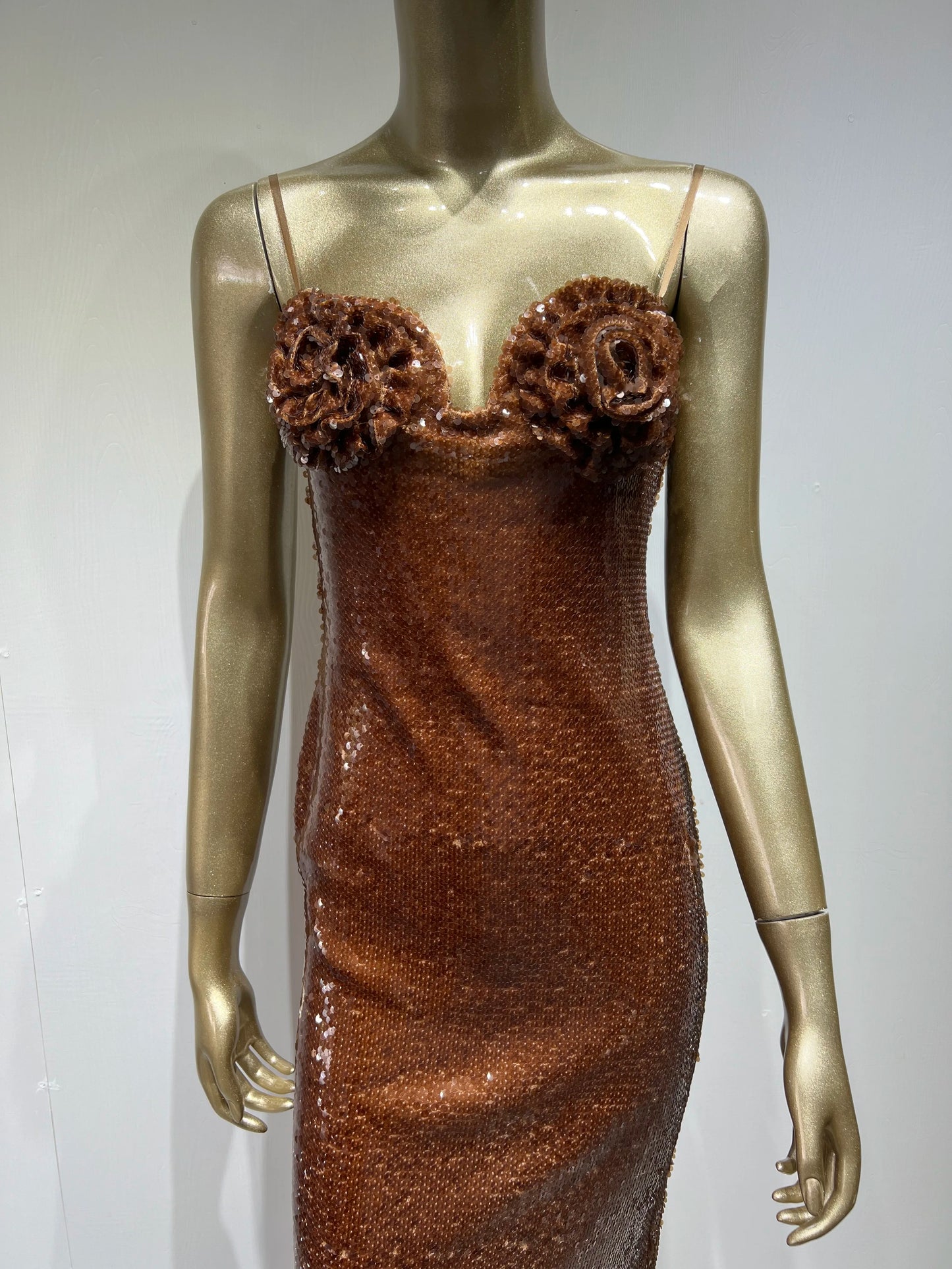 Flower Bustier Sequin Maxi Dress HV8416